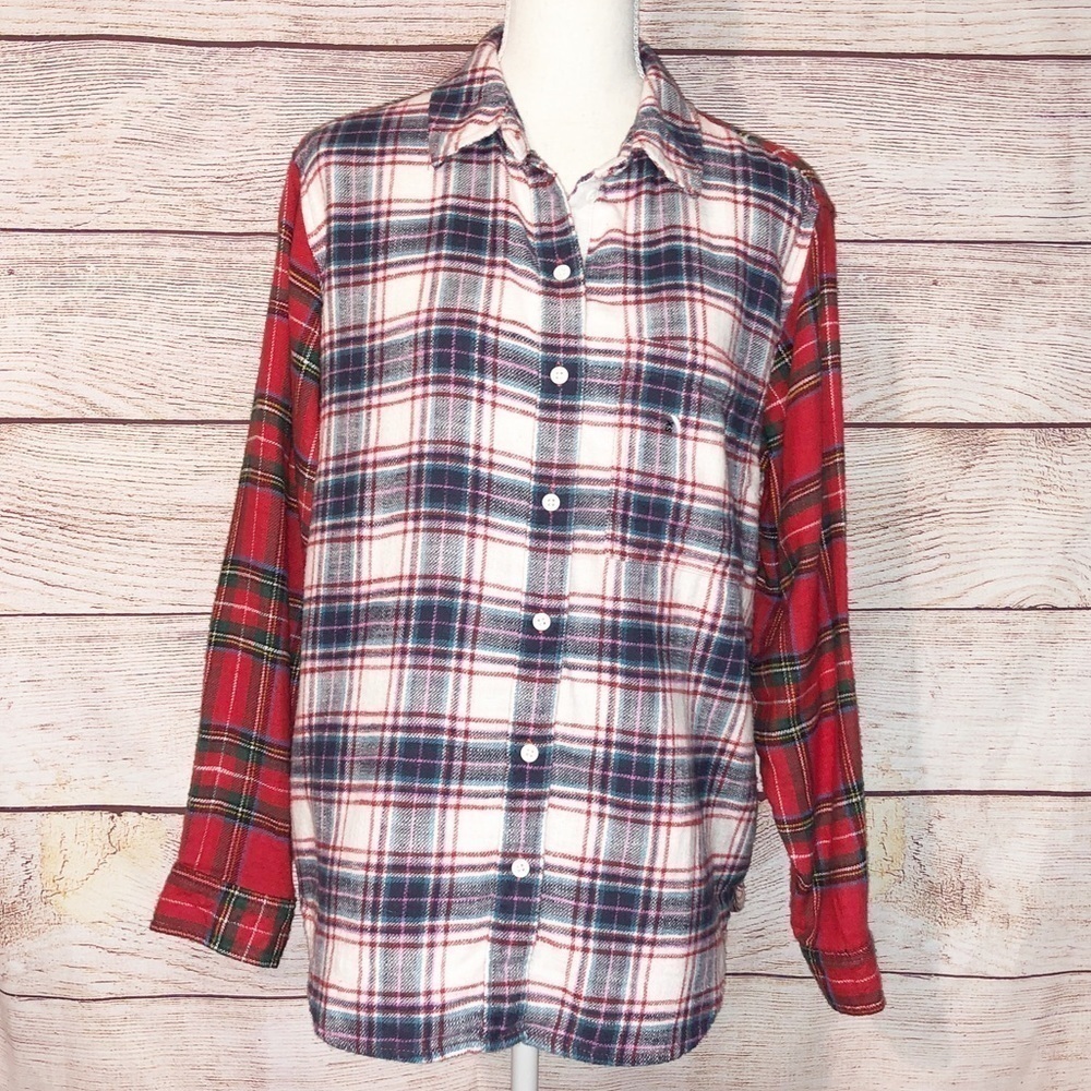 American Eagle Outfitters Red and White Plaid Flannel Size XS